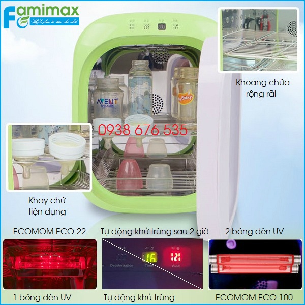 Máy tiệt trùng và sấy khô bằng tia UV Ecomom ECO-100
